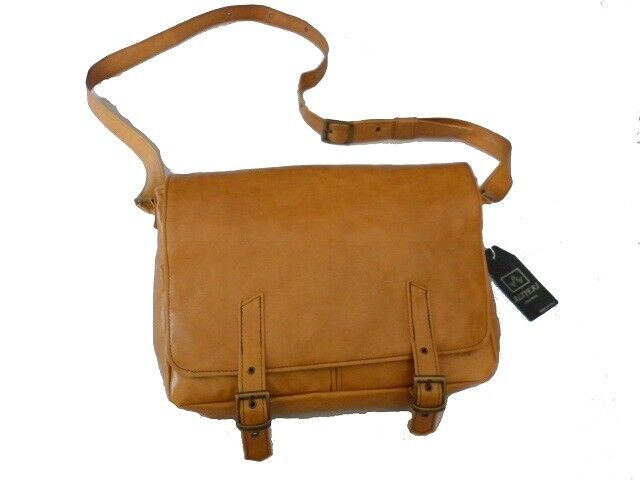 BORSA TRACOLLA UOMO IN VERA PELLE ARTIGIANALE, MOD: PRAD -SABBIA