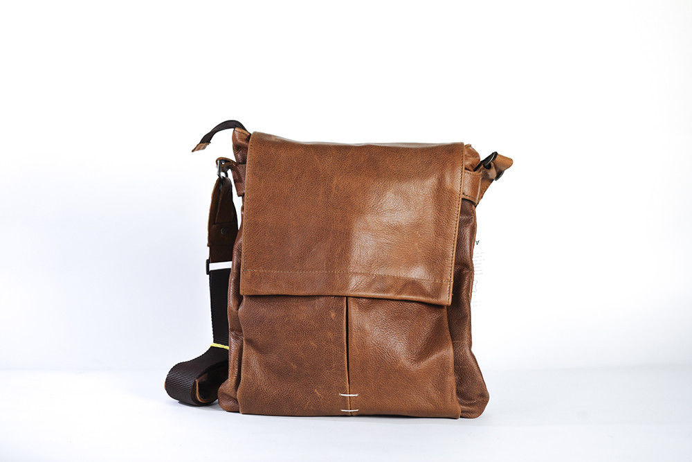 Tasche Men Schulter aus Echtem Leder, Mod: Belst - Brown Leder