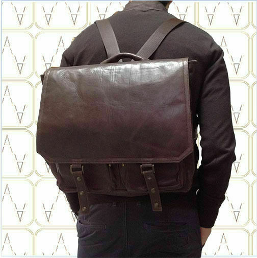 BACKPACK GENUINE ITALIAN LEATHER BACKPACK MOD; ZN016 LEATHER AND CANVAS