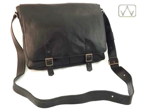 Leather Messenger Bag Veal, Mod. : Prad Over-Black