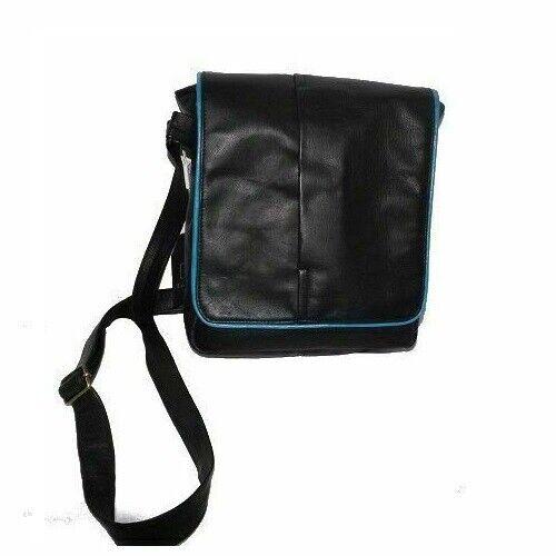 BORSELLO A TRACOLLA PORTA IPAD/TABLET IN VERA PELLE VITELLO, MOD: BOSS - NERO
