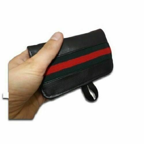 LEATHER TOBACCO FILTER HOLDER WITH COLORED INSERT MOD .ROW-BLACK