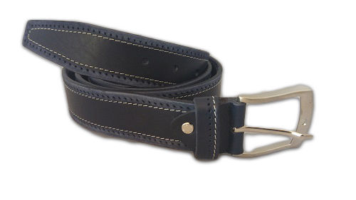 Gürtel / Gürtel Leder Herren Echtleder Blau Gesteppt