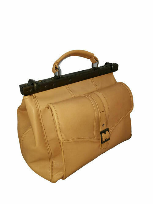 DOKTOR-TASCHE AUS ECHTEM LEDER, HANDWERKE AUS ITALIEN.MOD CLAS LIGHT BROWN