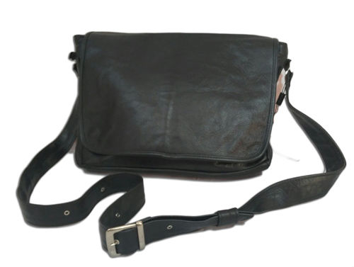 Shoulder Bag Man Messenger Real Leather, Mod. : George -black Veal Dark Brown