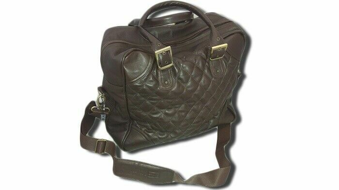 Duffel bag / document holder in genuine leather, handbag mod. Braff dark brown