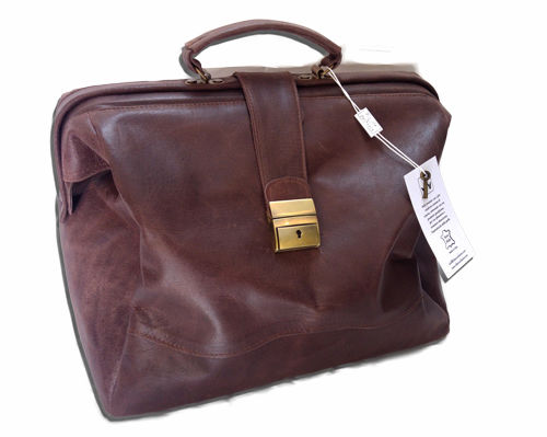 Medical Bag Leather Real Italian Craftsmanship, Mod. : Bag Viareggio - Brown