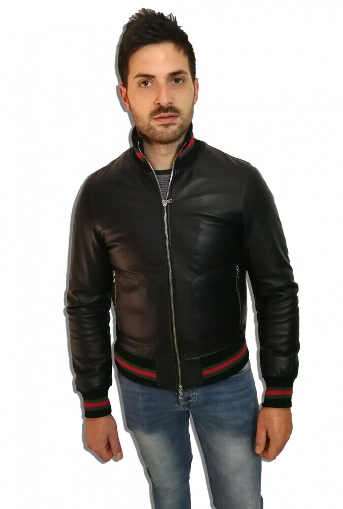 GIACCA ARTIGIANALE DA UOMO, MOD: GIUBBOTTO IN PELLE - GOLIV-NERO