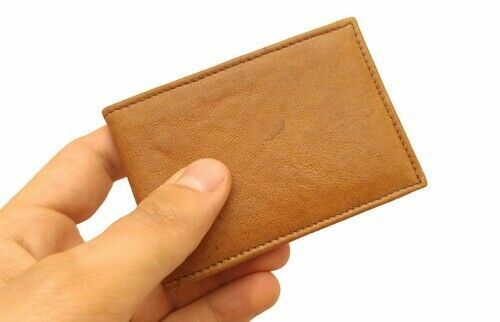 VINTAGE BROWN LEATHER CARD HOLDER.