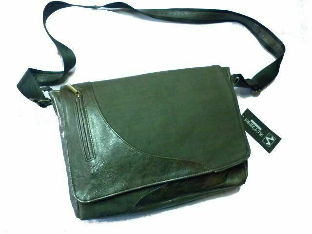 MEN'S CROSSBODY BAG IN REAL LEATHER AND JEANS FABRIC, MOD: GIO MEDIUM - MOD...