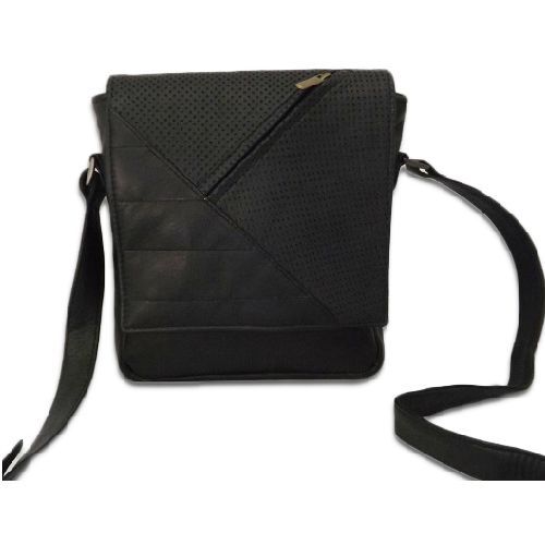 Bolso Bandolera Hombre de Piel con Inserciones Perforado Modelo Perforado-N