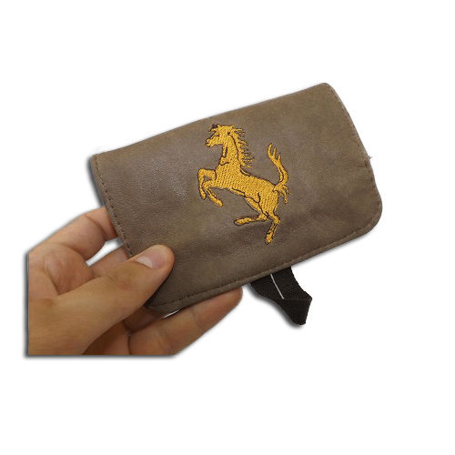 Leather Tobacco Holders Maps Port Filters with Embroidery Prancing Horse