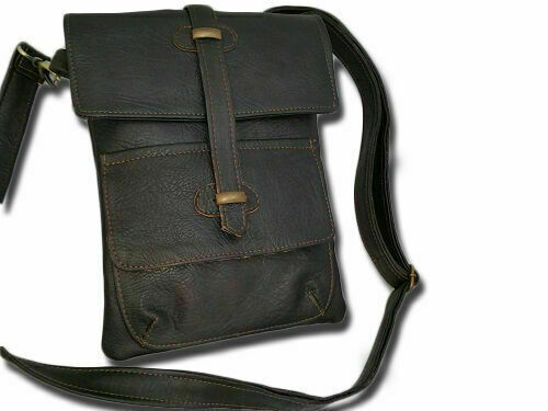 VINTAGE STYLE LEATHER SHOULDER BAG MOD: LELLO- BROWN