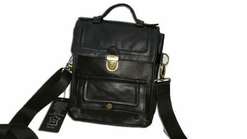 MEN'S CROSSBODY BAG IN GENUINE LEATHER, MOD: BORSELLO - OLD 012 BLACK