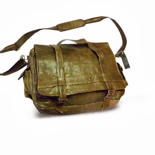 BORSONE DA UOMO IN VERA PELLE PRODOTTO ARTIGIANALE, MOD: GASTONE - GREEN VI