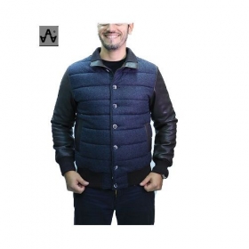 Daunenjacke Herren Stoff und Leder